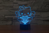 3D 7 Color Hello Kitty Illusion Lamp V2 with Remote Control