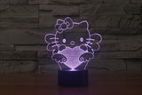 3D 7 Color Hello Kitty Illusion Lamp V2 with Remote Control