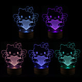 3D 7 Color Hello Kitty Illusion Lamp V2 with Remote Control