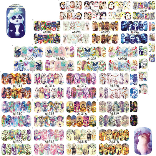 Special Set #6 - 48 Sheets Per Set | Cute Animals Theme Nail Art Decals